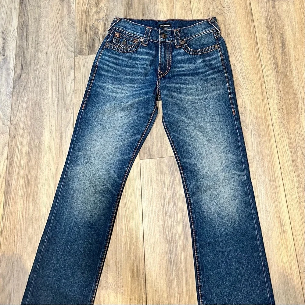 TRUE RELIGION RICKY SUPER T STITCH RELAXED STRAIGHT MENS DARK WASH 31 NEW